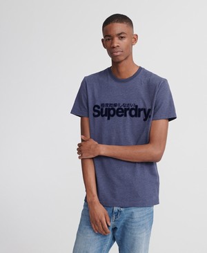 Superdry Core Faux Suede Férfi Pólók Kék | QREWK7610